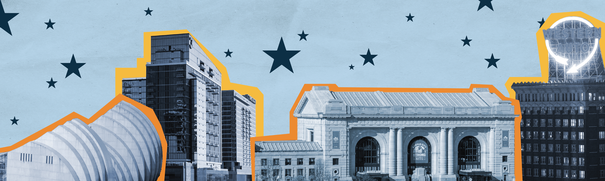 A promotional image for the Sincerely, The Star newsletter, featuring cutouts of prominent Kansas City buildings under a pattern of stars.