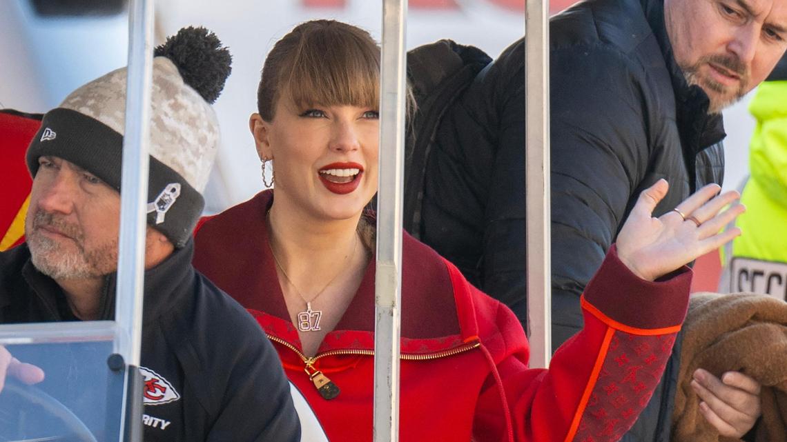 Taylor Swift, seen here at Arrowhead Stadium in November, has attended seven Chiefs games in 2024. She frequented Kansas City’s downtown airport.