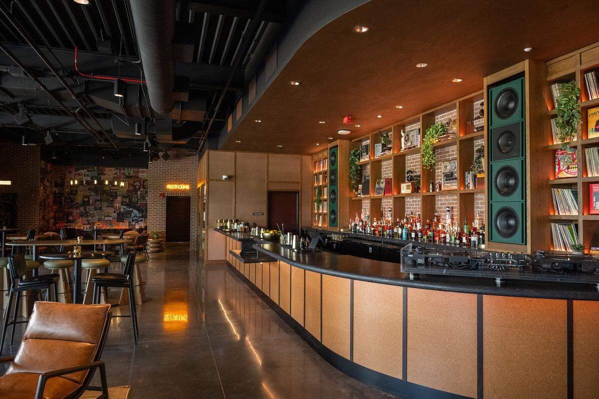The Vinyl Room, a premium space for patrons inside Morton Amphitheater, the Kansas City area's newest music venue, on Monday, June 1st, 2026, in Riverside. The Vinyl Room features a bar, food service, and an outdoor seating area.