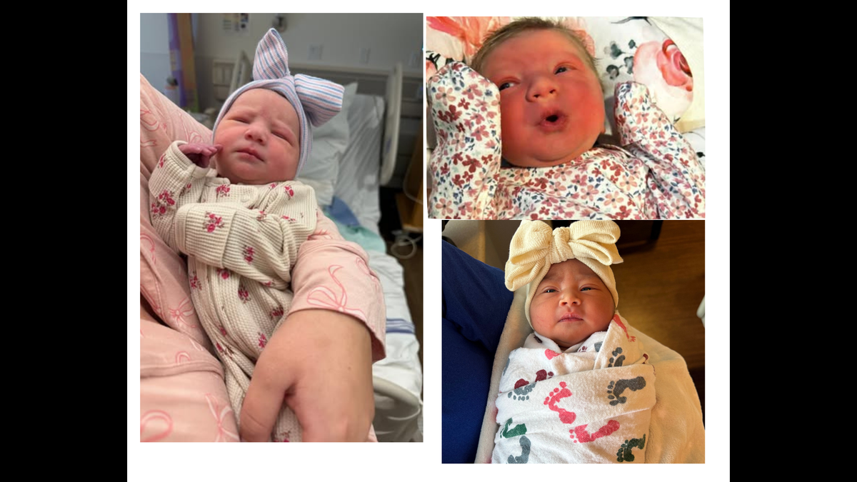 Saint Luke’s Health System welcomed three baby girls at three of its hospitals to begin 2026: Ava (left), Emma Jean (top right), and Yaretzi (bottom right).