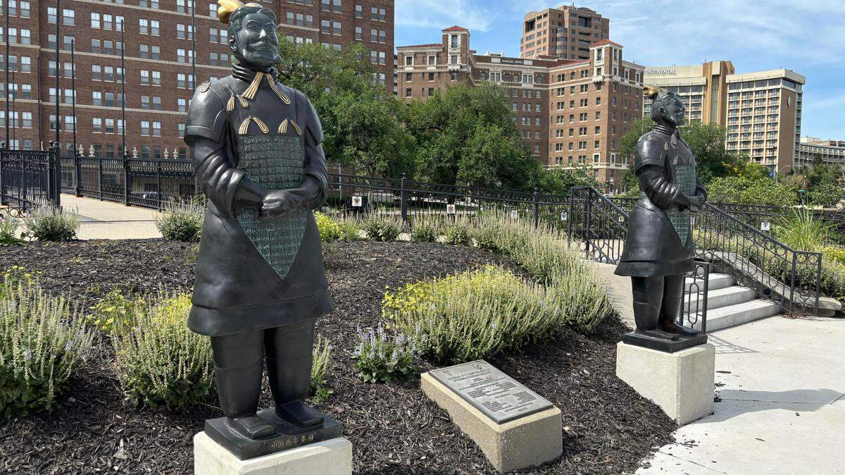 Two bronze castings of Chinese terracotta warriors stand just off the Country Club Plaza. A gift from Kansas City’s sister city of Xi’an, the statues were vandalized multiple times in their first year in Missouri.