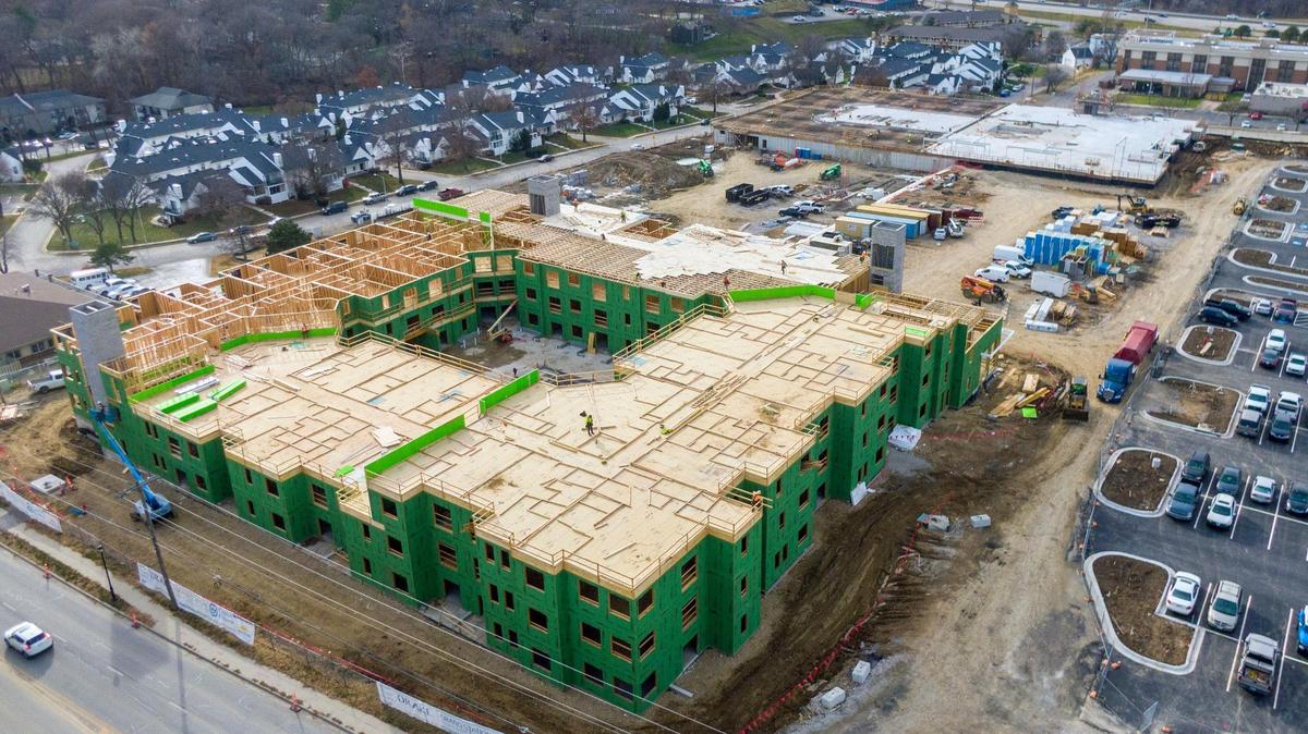 Merriam Grand Station, a $137 million mixed-use project, is taking shape on the 12.75 acre site of the former Kmart store at Shawnee Mission Parkway and Antioch Road in Merriam.
