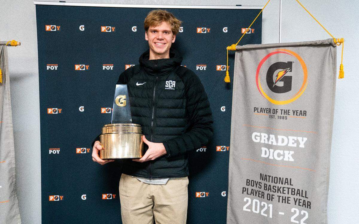 Gradey Dick was named Gatorade National Boys Basketball Player of the Year for the 2021-22 season while at Sunrise Christian Academy.