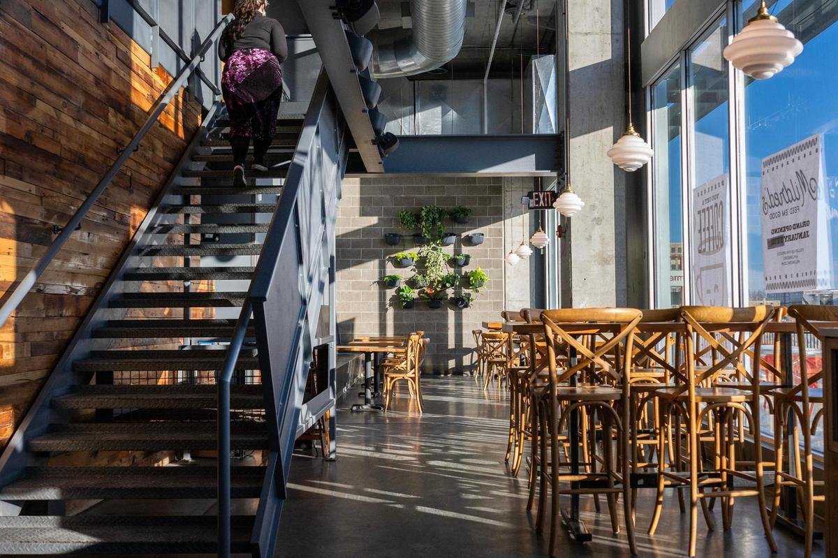 An upper section at Mildred’s gives more seating options in its new South Plaza location in Kansas City.