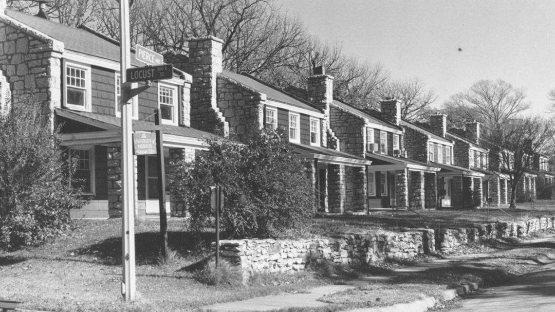 Houses on Pierce Avenue were built by William Rockhill Nelson in 1908. Photo 1977.