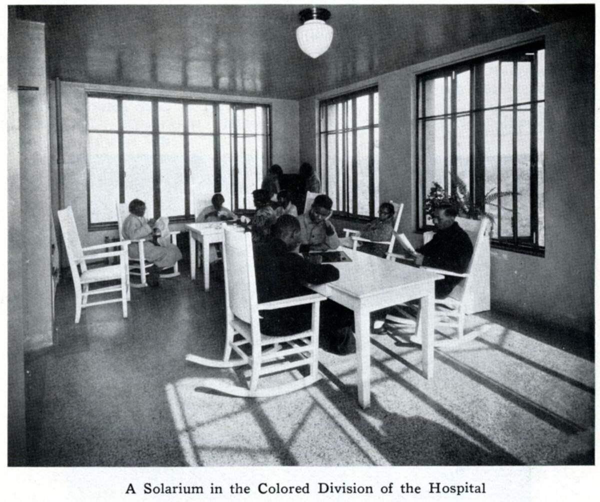 Black TB patients relax in Leeds Hospital. Jackson County Medical Journal, Sept. 24, 1932.