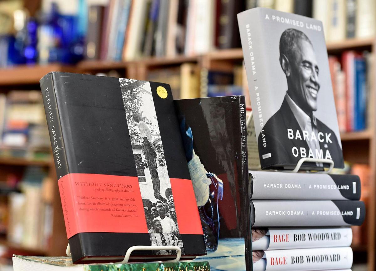 WillaÕs Books and Vinyl, owned by Willa Robinson, is likely Kansas CityÕs only bookstore that features Black authors, history and culture. Displayed next to each other are a historical book of lynching photography in America, a book about Michael Jackson and books by Barack Obama and Bob Woodward.
