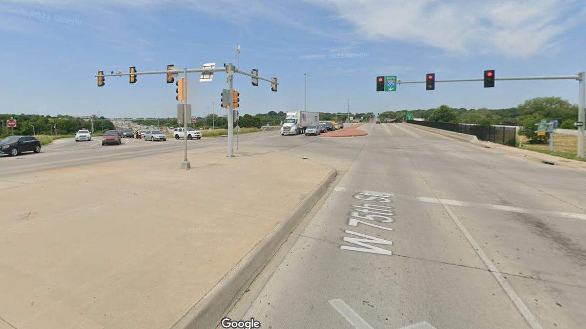 A driver got out of a vehicle and struck another one with a hammer during a road rage incident Tuesday afternoon near West 75th Street and Interstate 35 in Merriam, said Capt. Jeremiah Waters, a spokesman for the Merriam Police Department. This Google Maps Street View image of the area is from 2021.