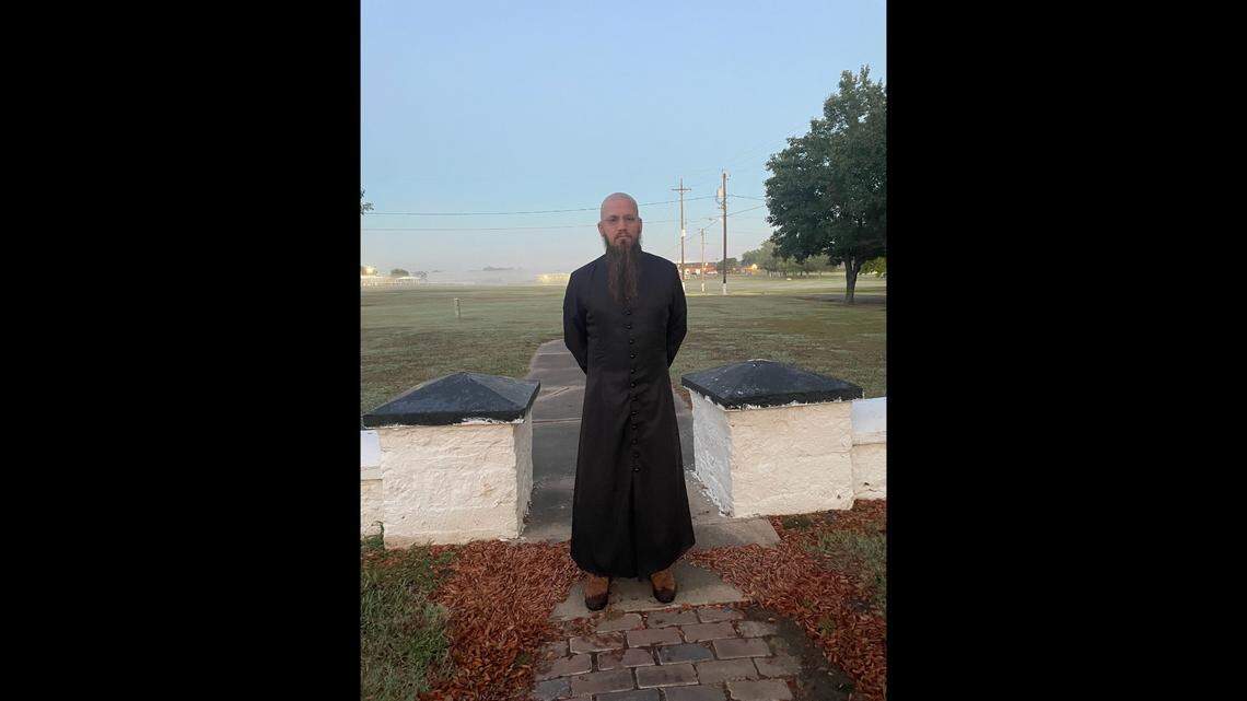 Rev. Jeff Hood, the spiritual adviser for Emmanuel Littlejohn, waits outside the Oklahoma State Penitentiary for the governor’s clemency decision on Sept. 26, 2024. It was ultimately denied.