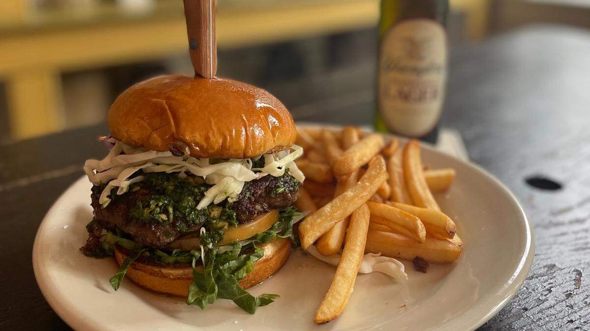 A chimichurri burger at J Huston Tavern in Arrow Rock.