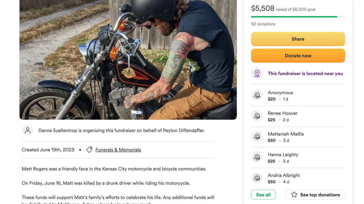 Matthew Rogers GoFundme pictured Tuesday, June 27, 2023.