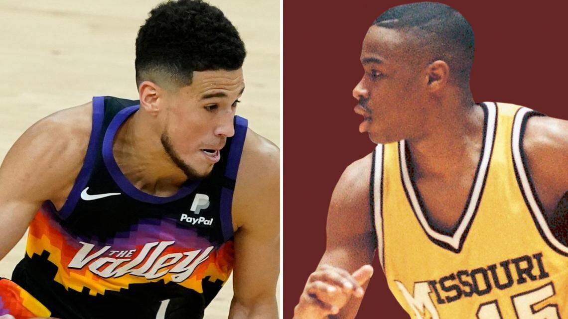 Devin Booker, left, didn’t follow in the footsteps of his father, Melvin, and become a Mizzou Tiger. Instead, the younger Booker played a year at Kentucky, and now is co-starring in the NBA Finals for the Phoenix Suns.