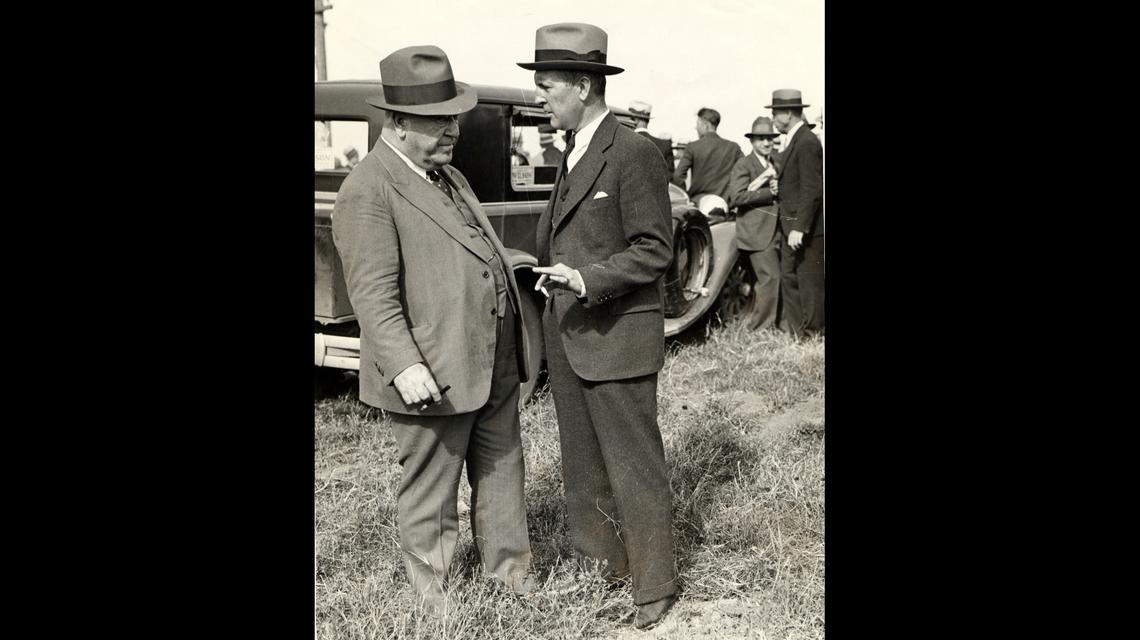 Book Excerpt from Boss-Busters & Sin Hounds: Kansas City and Its Star ($34.95), by Harry Haskell, published by University of Missouri Press. Tom Pendergast and future governor. CUTLINE At a funeral in Platte City in 1932, Pendergast (left) talks with fellow Democrat Lloyd C. Stark, who later become Missouri governor. FILE PHOTO