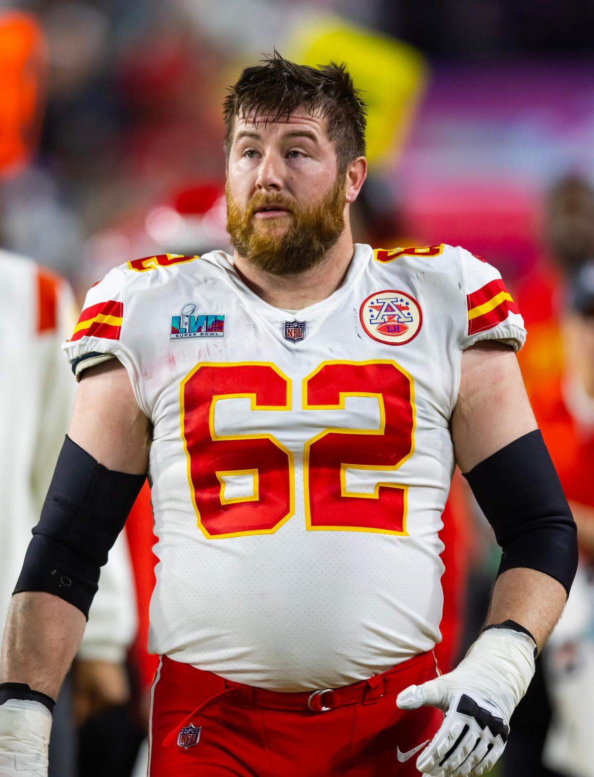 Kansas City Chiefs guard Joe Thuney (62) against the Philadelphia Eagles during Super Bowl LVII at State Farm Stadium on Feb. 12, 2023.
