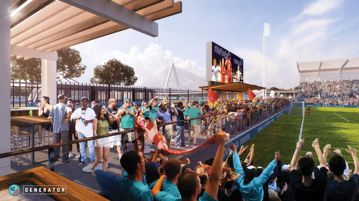 A view of the new soccer-specific stadium that the Kansas City NWSL team is going to build along the riverfront near downtown.