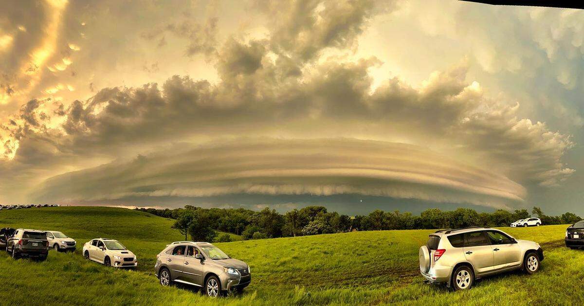 The Symphony in the Flint Hills event was stopped due to the threat of severe weather. Cars filed out of Irma’s Pasture in Chase County, Kansas, Saturday to escape an approaching severe thunderstorm that spawned tornadoes in Marysville and Manhattan.