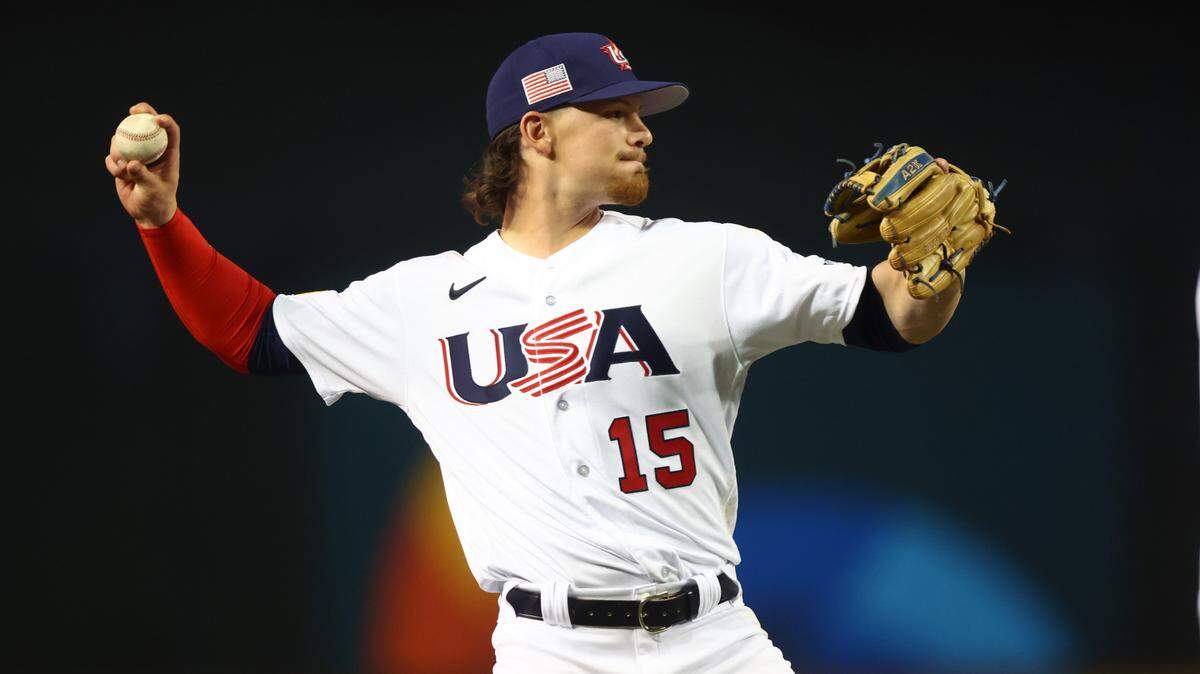 Mar 13, 2023; Phoenix, Arizona, USA; USA infielder Bobby Witt Jr. in the sixth inning against Canada during the World Baseball Classic at Chase Field. Mandatory Credit: Mark J. Rebilas-USA TODAY Sports