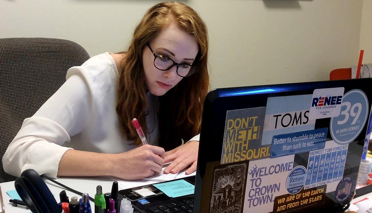 Democratic campaign worker Bailey Hughes recently made calls and worked on behalf of Renee Hoagenson, who is running against incumbent Republican Rep. Vicky Hartzler in Missouri’s 4th Congressional District.