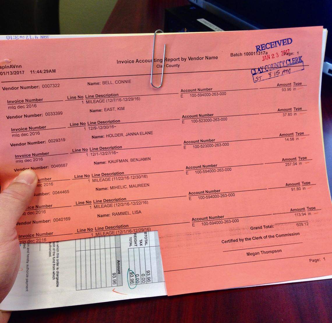 Commissioner Jerry Nolte's signature was cut off from a batch of Clay County invoices last year. The attorney general's office investigated the tampering of public records by a county employee.