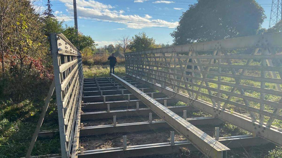 This bridge was being stored in an Ohio field when it was taken, officials say.