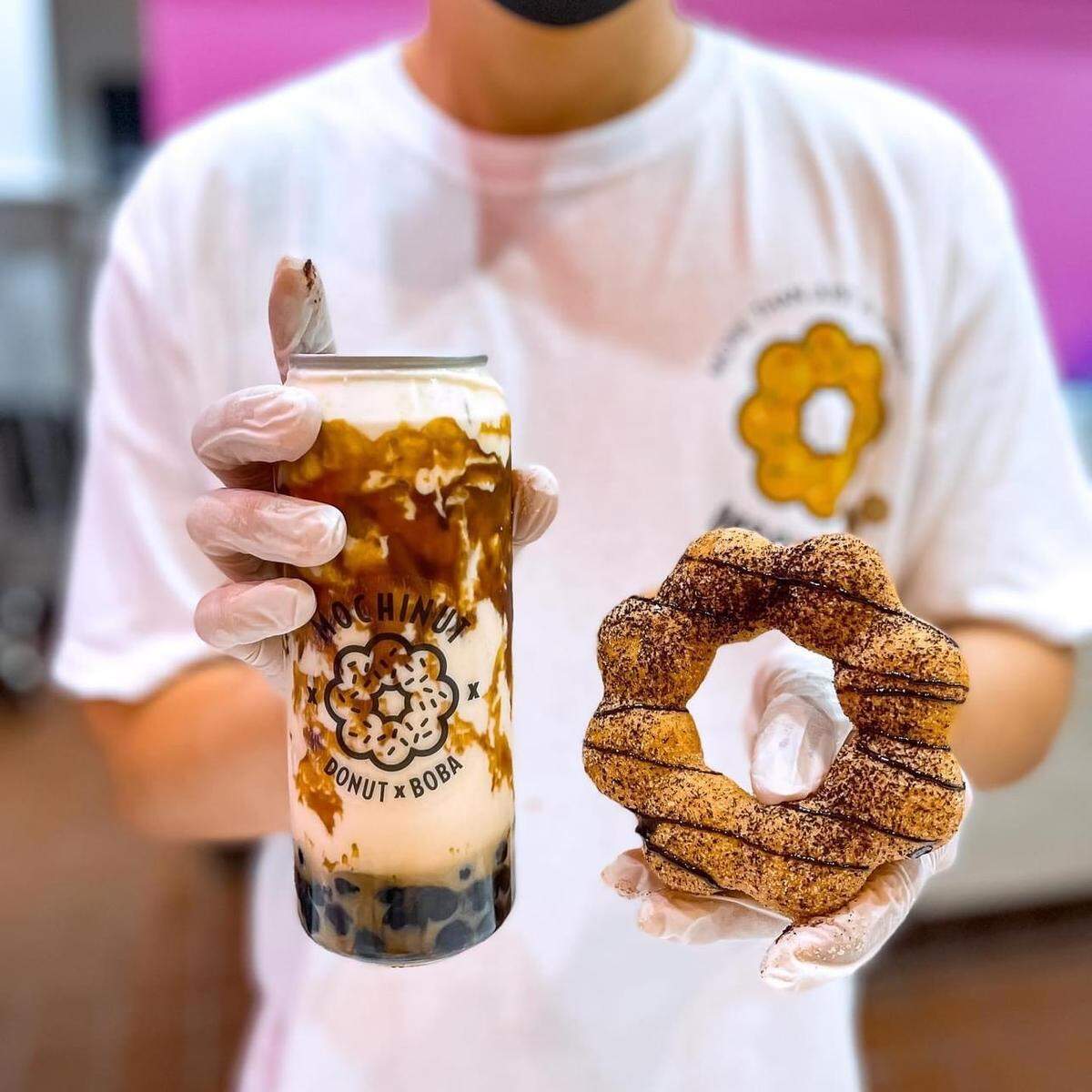 Mochinut serves bubble tea, ice cream and rice hot dogs.