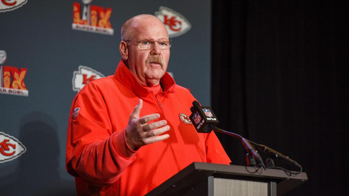 Kansas City Chiefs head coach Andy Reid answers questions during a news conference Wednesday, Feb. 5, 2025, in New Orleans.