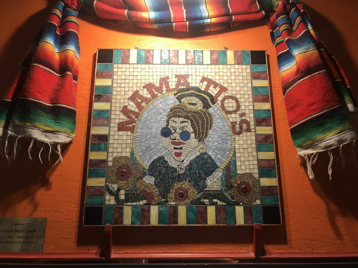 This mosaic was a gift from a customer who held her wedding reception at Mama Tio’s.