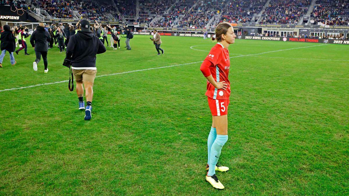 Kansas City Current forward Cece Kizer (5) reacts after the NWSL championship game against the Portland Thorns FC at Audi Field on Oct. 29, 2022.