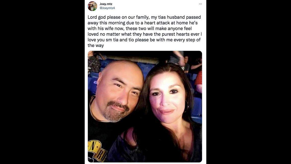 A nephew of Joe and Irma Garcia, shown here, posted on Twitter Thursday that Joe Garcia died two days after his wife was killed in the Uvalde, Texas school massacre. Family members said the widower died of a “broken heart.”