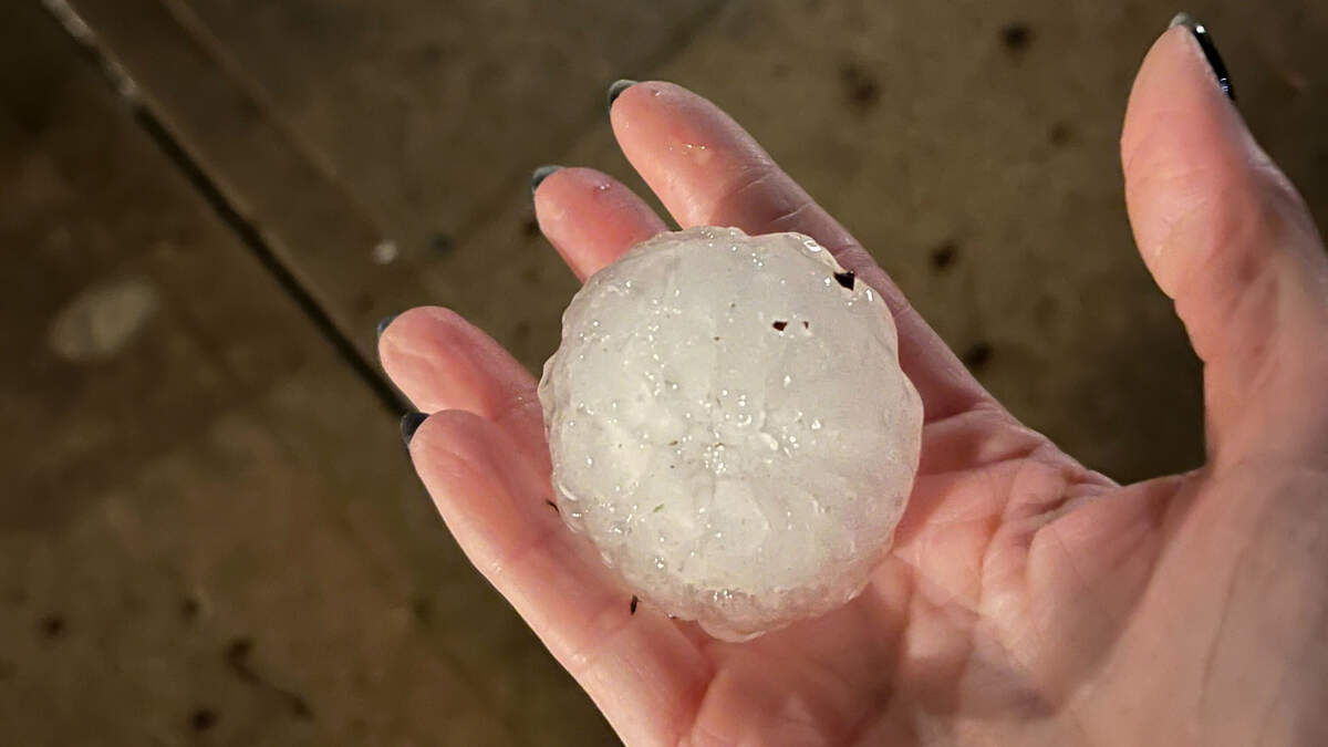 This near tennis ball-sized hail fell in Shawnee Wednesday night.