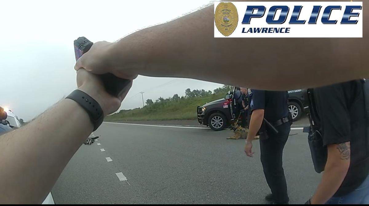 Rodney Marshall, face-down on K-10 after leading police on a high-speed chase through Lawrence in July 2022.