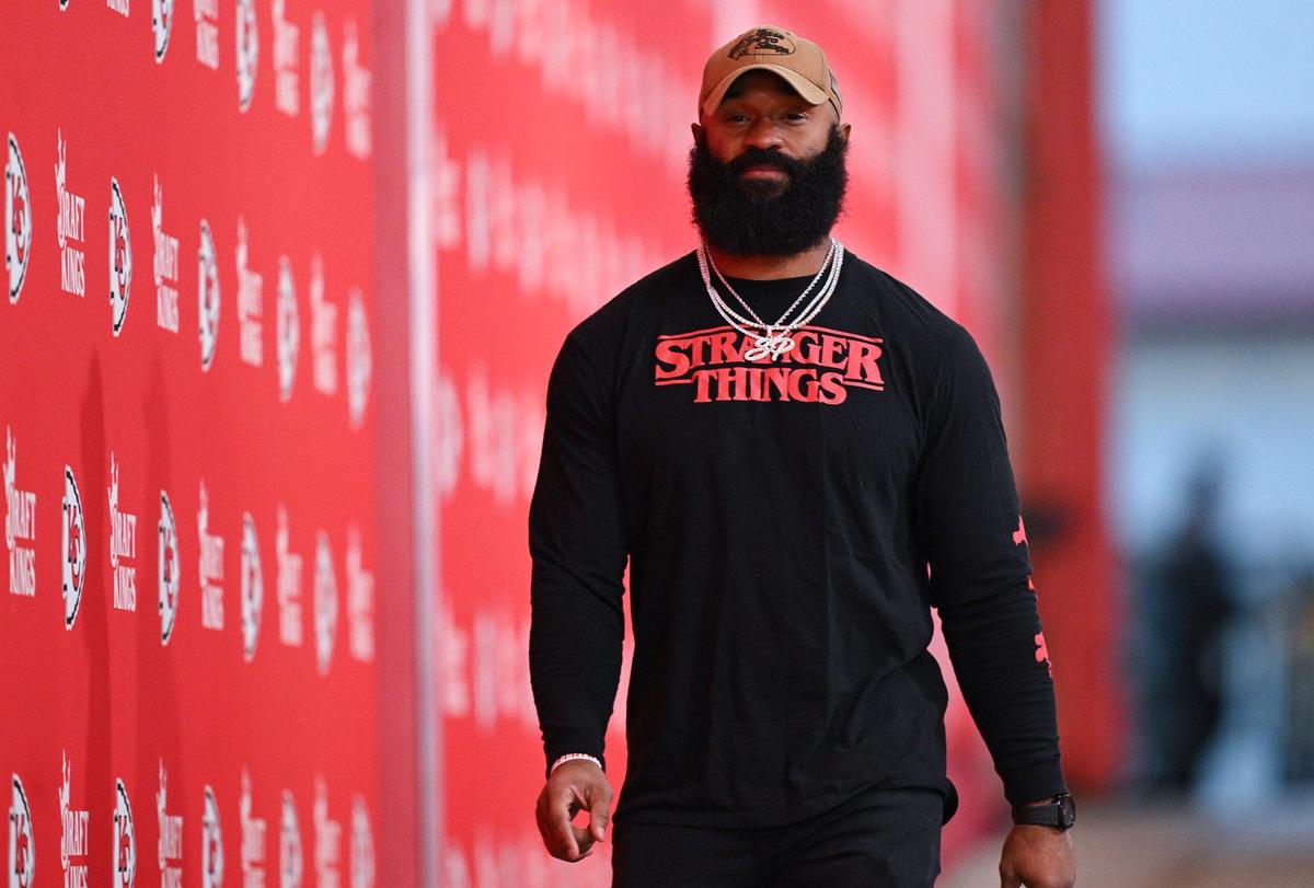 Kansas City Chiefs running back Samaje Perine arrives before the Chiefs’ game with the Los Angeles Chargers on Sunday, Dec. 8, 2024, at GEHA Field at Arrowhead Stadium.