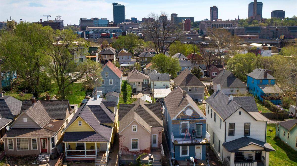 An overhead shot of the Westside neighborhood in Kansas City