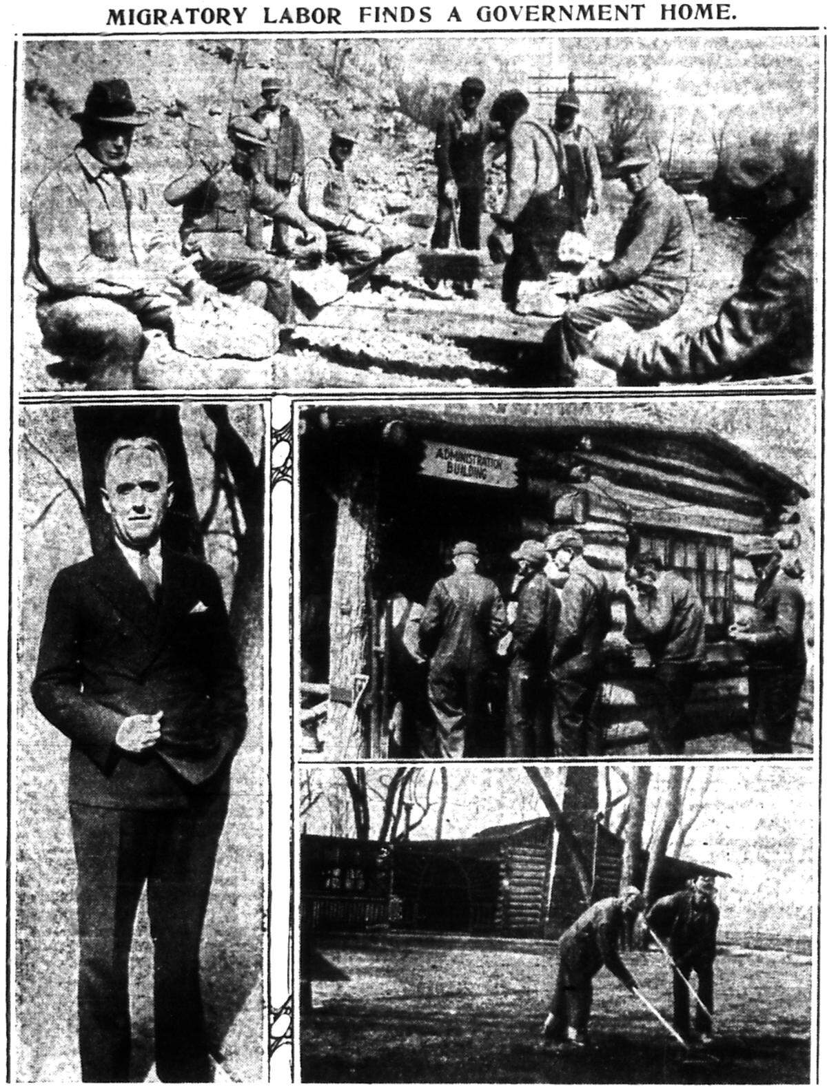 Bruce Church (bottom left) and the men of the camp, 1935