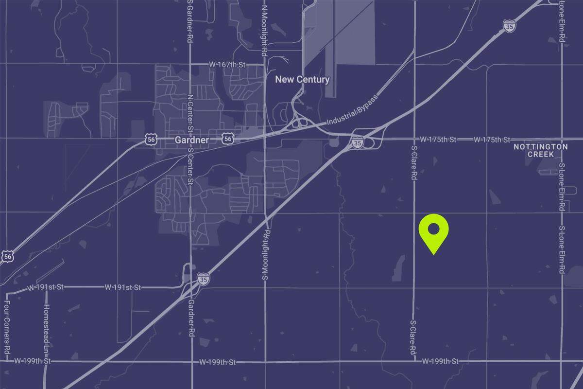 A map on Beale Infrastructure’s website roughly shows where a new data center in Gardner would go if approved by the city. 