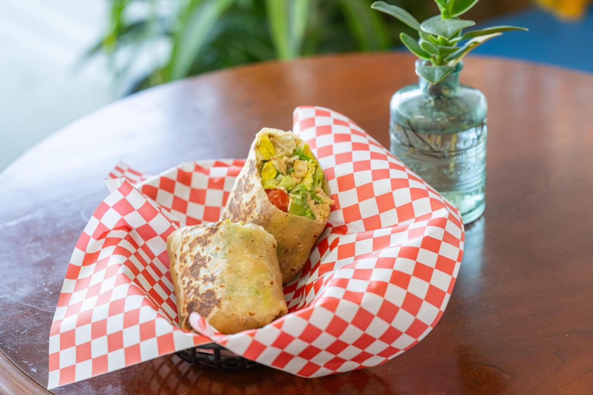 The Chick’n Caesar Wrap is one of the plant-based wraps served at The Tree Hugger in Riverside.