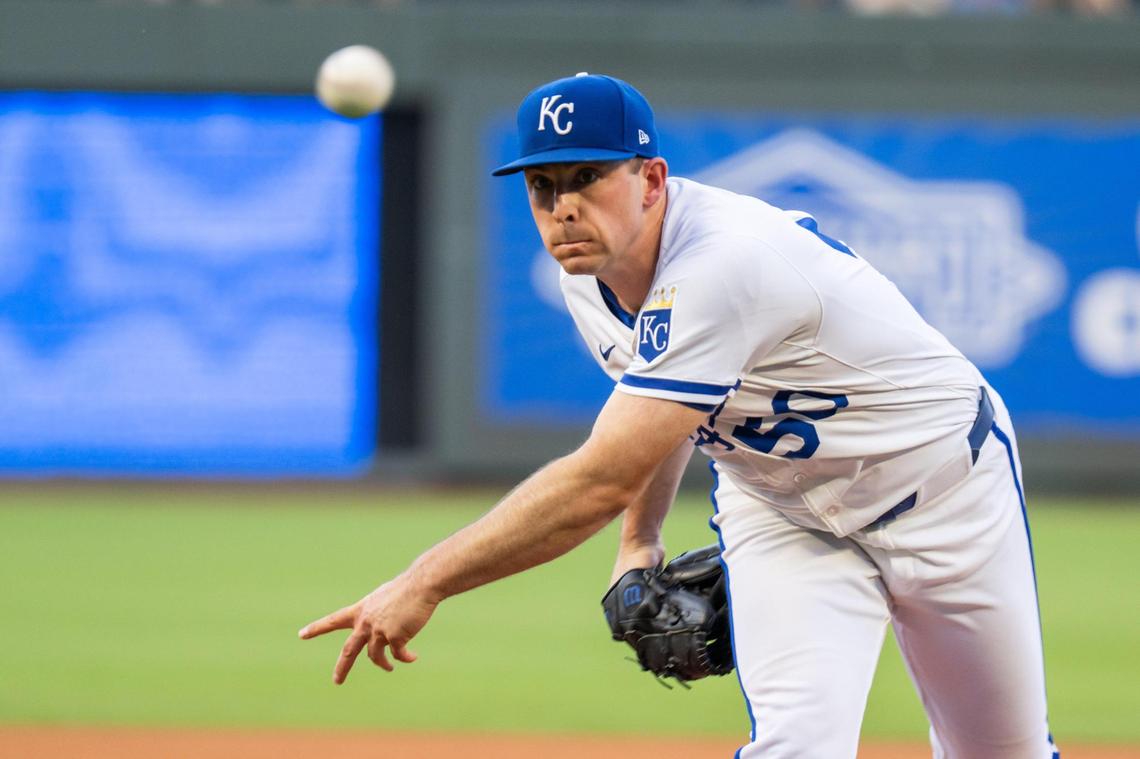 Royals pitcher Kris Bubic threw the first 5 2/3 innings of a Wednesday, July 9, 2025 Major League Baseball game against the Pittsburgh Pirates at Kauffman Stadium in Kansas City.