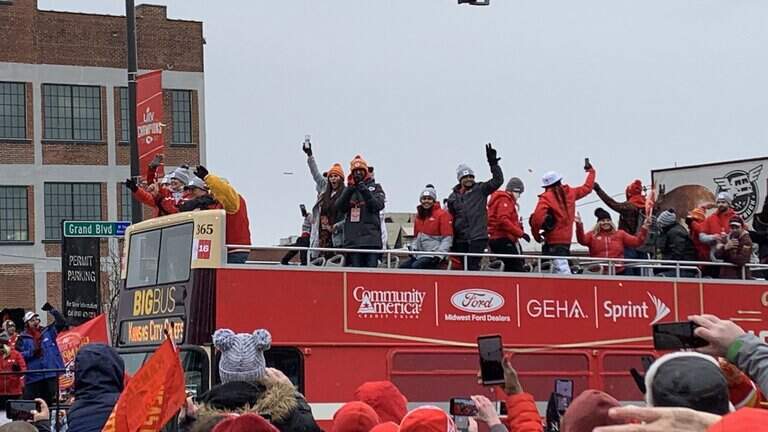Chiefs players ditched the buses during parade to greet fans, dance on the street