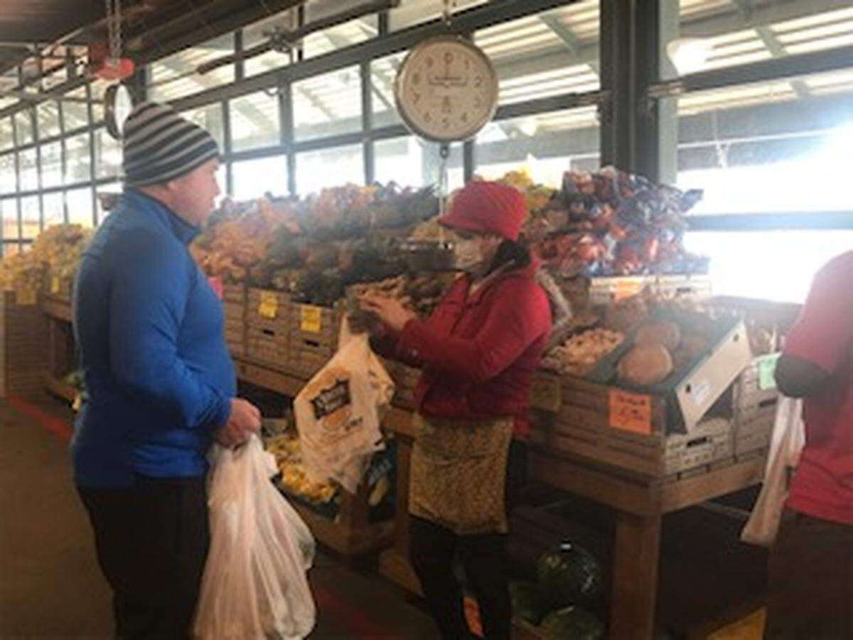 Matthew Dockstader, 48, of Kansas City shopped at the City Market on Saturday, the first weekend after the COVID-19 stay-at-home order. He was little concerned about infection for now. “If you’re going to get the virus, you’re going to get the virus,” he said. “Hope for the best, obviously.”