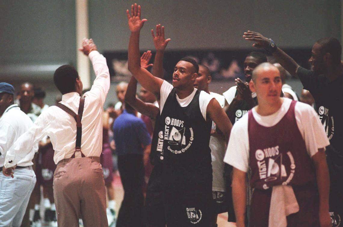Former Mayor Emanuel Cleaver, left, started the Night Hoops program in 1992.
