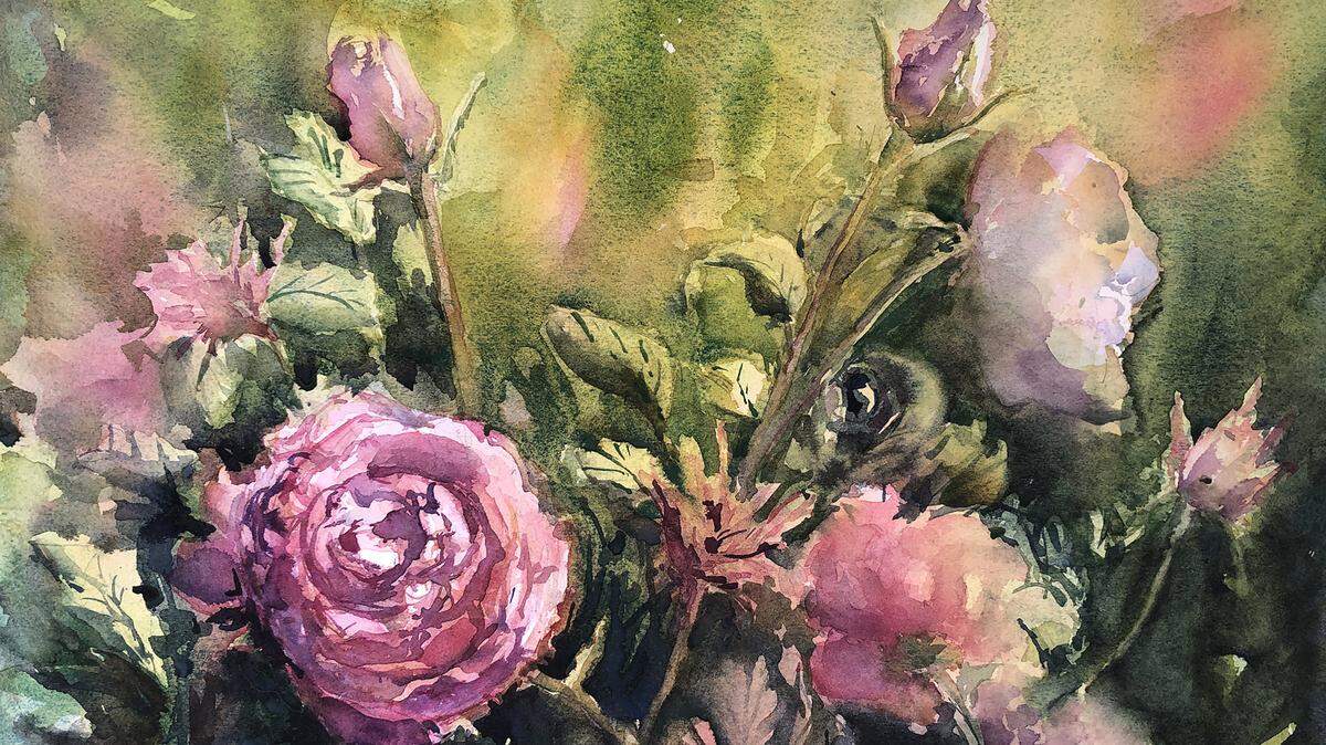 Marcia Willman of Kansas City won second place with her watercolor, “Dappled Beauties.”