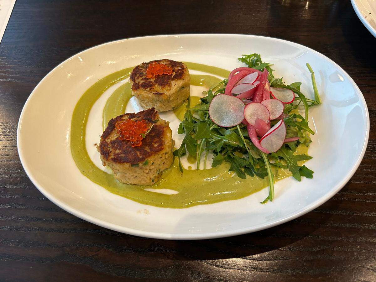 The crab cakes at Prima Facie