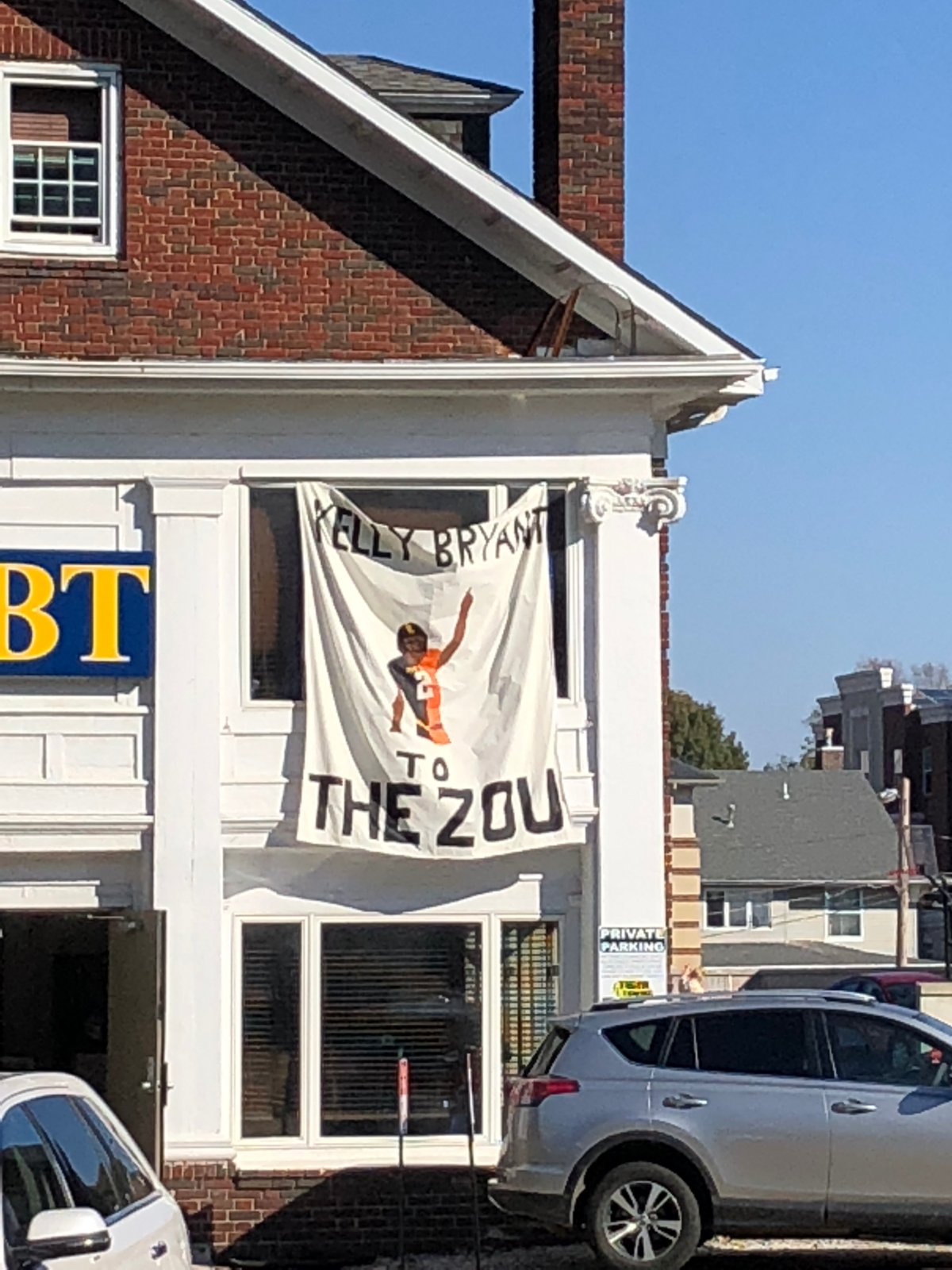 The Zeta Beta Tau house in Columbia had a message for football recruit Kelly Bryant.