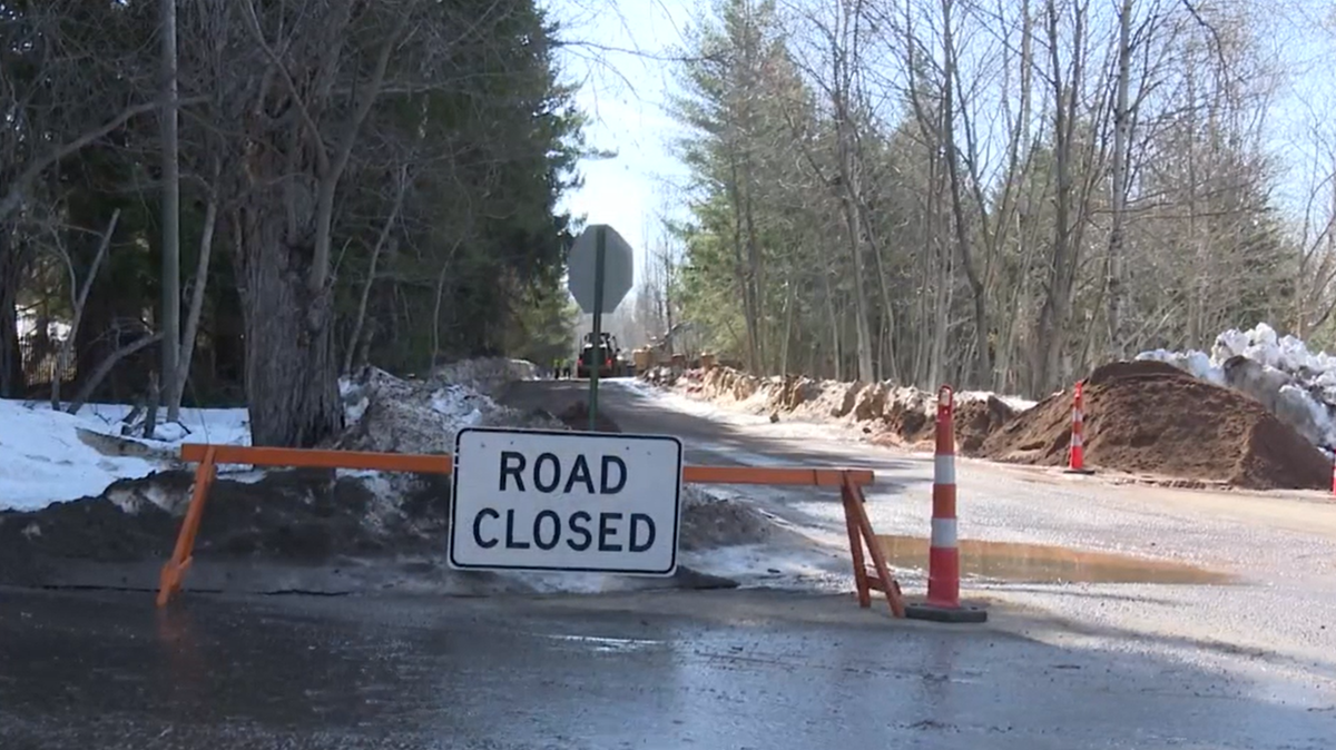 Crews respond to a sinkhole in Ishpeming, Michigan.
