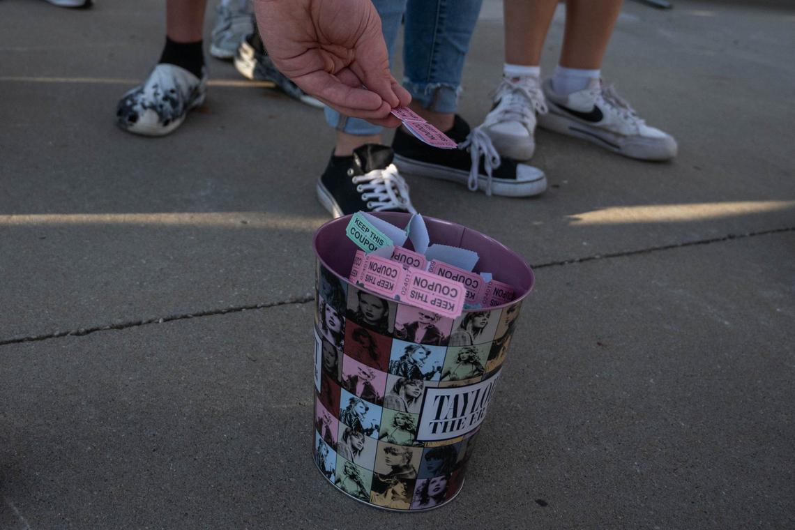 Fans at the game dropped their tickets in a bucket for a chance to win two tickets to a Taylor Swift Eras Tour show in Indianapolis.