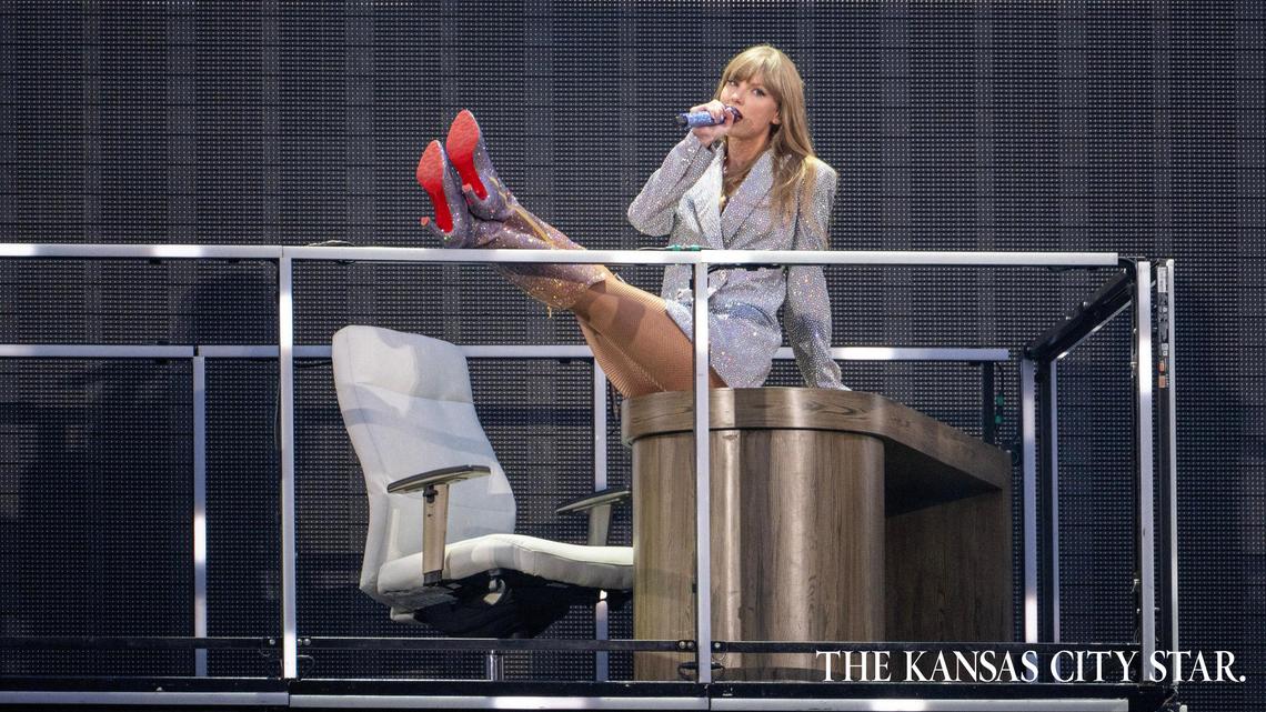 Taylor Swift performs the song “The Man” during her Eras Tour stop at GEHA Field at Arrowhead Stadium on Friday, July 7, 2023, in Kansas City.