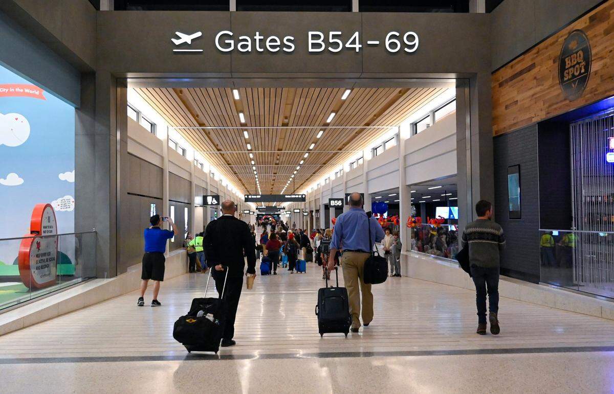 Travelers began departing and arriving from the new $1.5 billion single terminal at Kansas City International Airport opened to travelers Tuesday, Feb. 28, 2023.