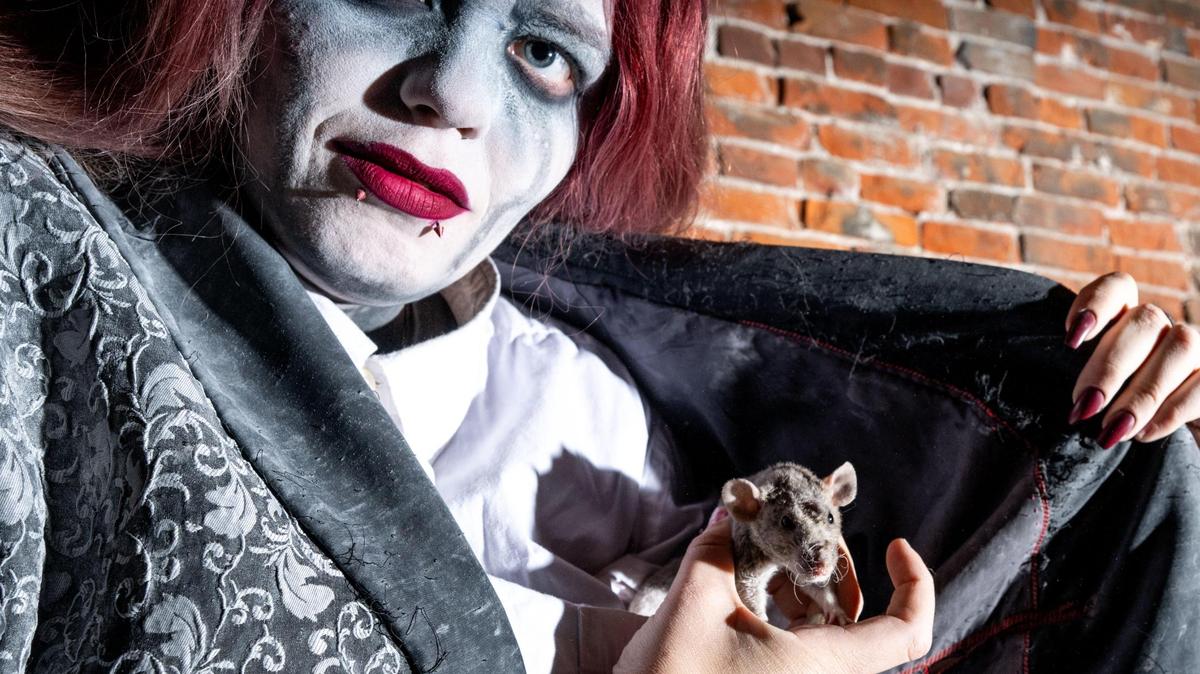 RATBRAT - The daughter of Ratman, Ratbrat uses some of her father’s tricks to surprise visitors with rats hidden in her jacket at the Edge of Hell haunted house attraction in Kansas City.
