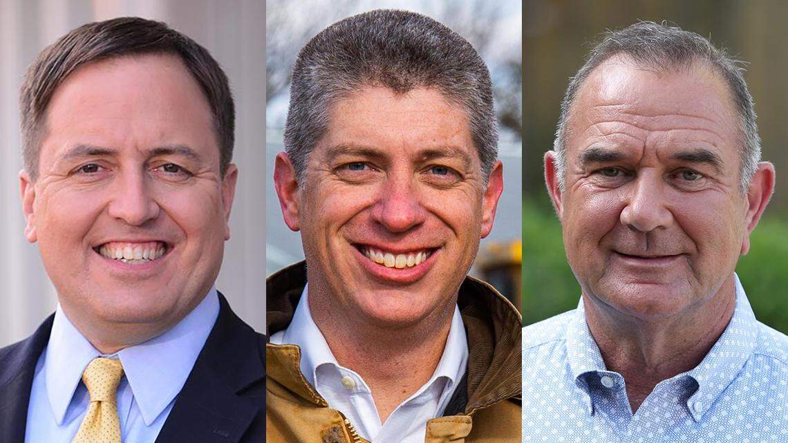Jay Ashcroft, Bill Eigel and Mike Kehoe, Republican candidates for Missouri governor
