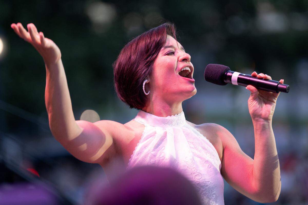 Aubrey Logan performs during the Kansas City Symphony's annual Celebration at the Station concert on Sunday, May 24, 2026, at Union Station in Kansas City.